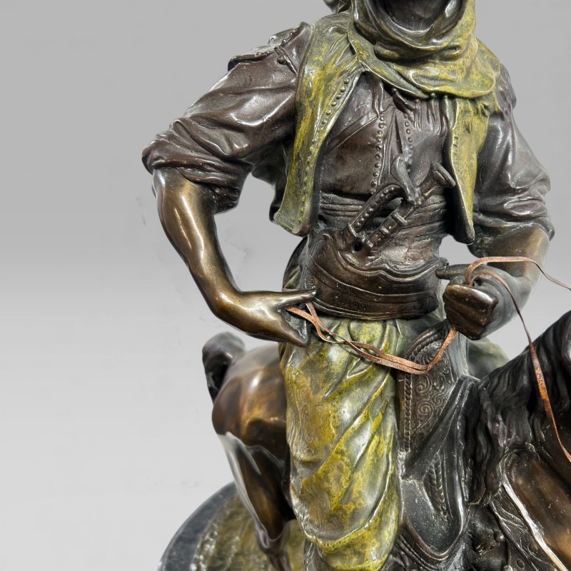 Antique French Bronze Sculpture Arab Horseman After Barye & Guillemin, 75 cm - Image 15